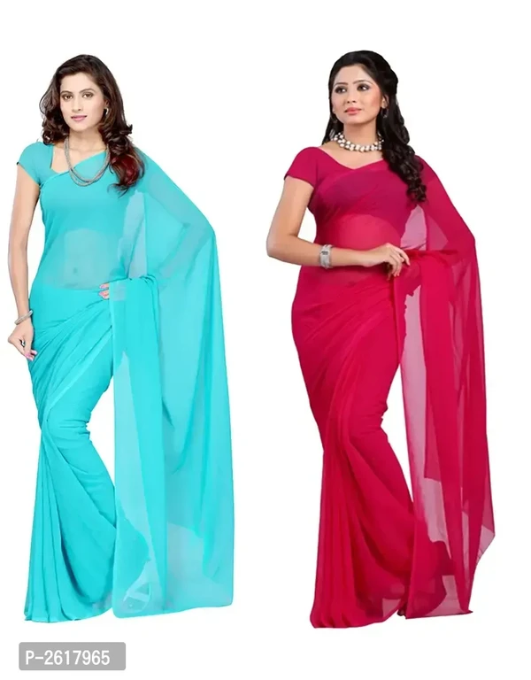 Combo Of 2 Saree Georgette Dyed Saree