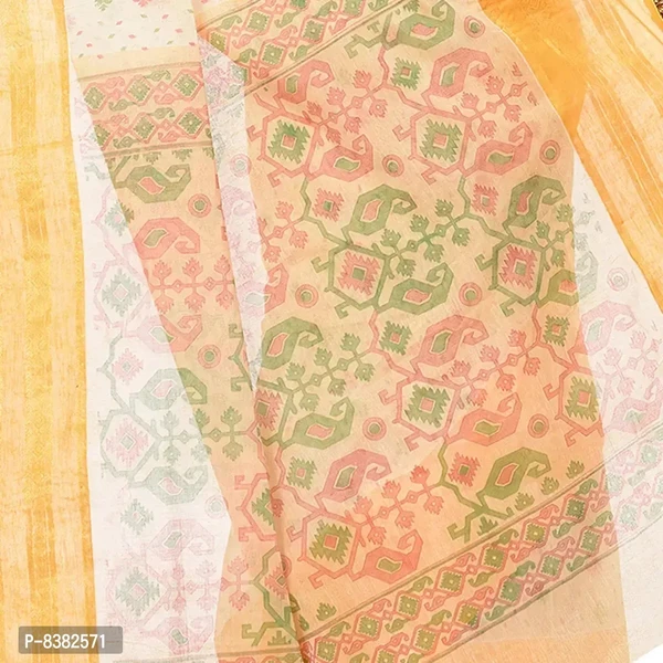 Desh Bidesh Women Bengal Jamdani Printed Design Pure Handloon Cotton Saree  - 5.6m