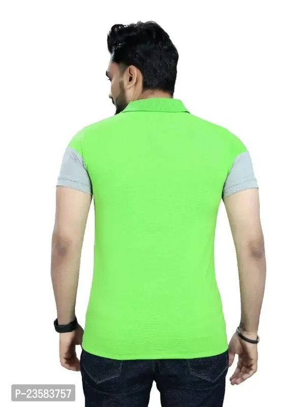 Men Colorblock Polo Neck Poly Cotton Sea Green Tshirts  - L