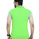 Men Colorblock Polo Neck Poly Cotton Sea Green Tshirts  - L