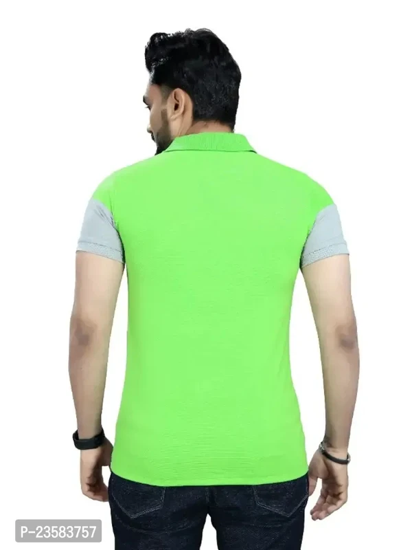 Men Colorblock Polo Neck Poly Cotton Sea Green Tshirts  - XL