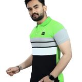 Men Colorblock Polo Neck Poly Cotton Sea Green Tshirts  - XL