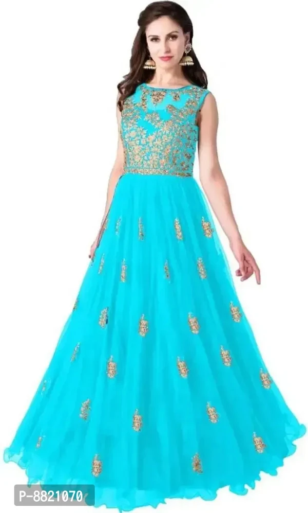 Classic Net Embroidered Gowns For Women 