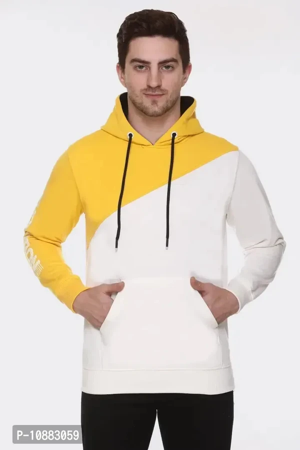 GREST Men's Casual Colour-Block Hooded Sweatshirt (Yellow) - M