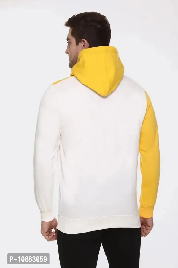 GREST Men's Casual Colour-Block Hooded Sweatshirt (Yellow) - M