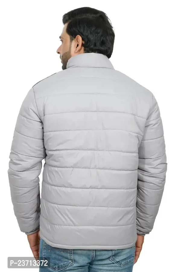 Trendy Grey Fleece Long Sleeve Biker Jacket For Men  - M