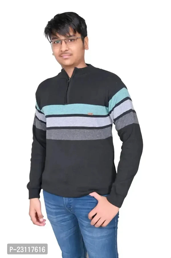 Stylish Fancy Designer Acrylic Striped Sweaters For Men - M