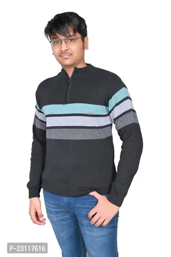 Stylish Fancy Designer Acrylic Striped Sweaters For Men - L
