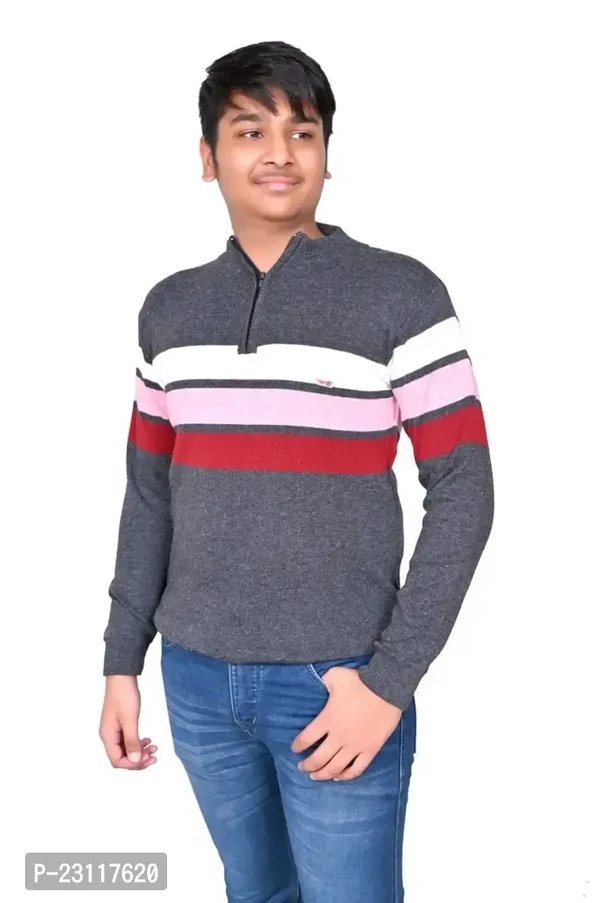 Stylish Fancy Designer Acrylic Striped Sweaters For Men - L