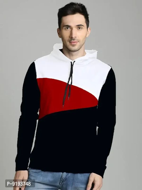 Stylish Nylon Self Pattern Long Sleeves Hooded Sweatshirt For Men - S