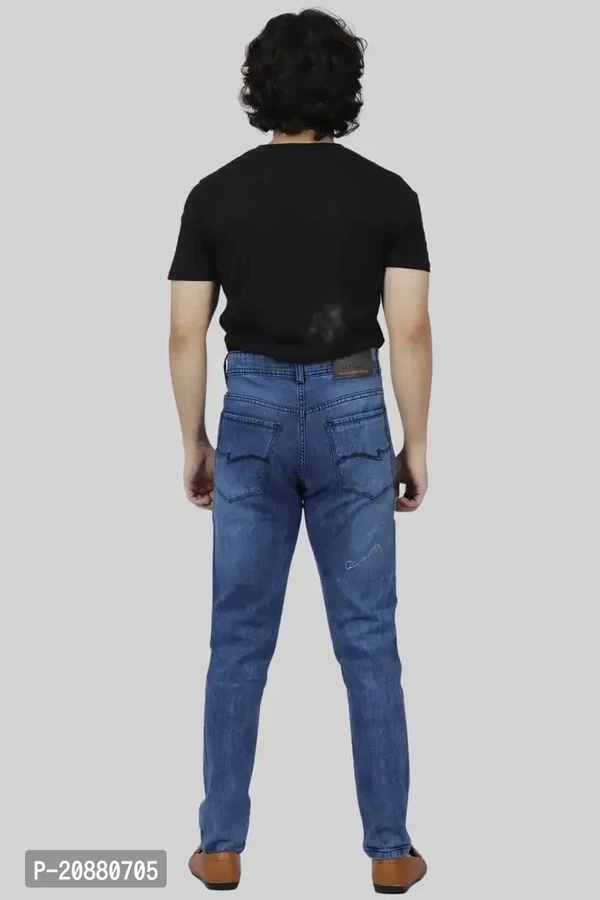 Stylish Blue Denim Acid Wash Mid-Rise Jeans For Men - 28
