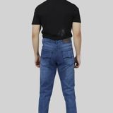 Stylish Blue Denim Acid Wash Mid-Rise Jeans For Men - 30