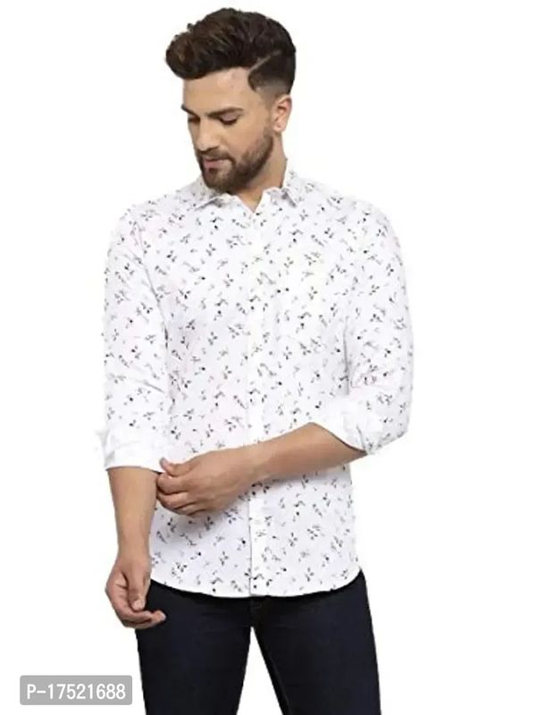 Reliable White Polycotton Printed Long Sleeves Casual Shirt For Men - M