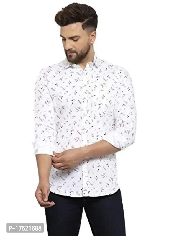 Reliable White Polycotton Printed Long Sleeves Casual Shirt For Men - L