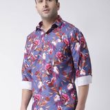Stylish Purple Printed Cotton Blend Slim Fit Causal Shirt For Men  - 38