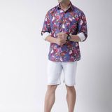 Stylish Purple Printed Cotton Blend Slim Fit Causal Shirt For Men  - 38