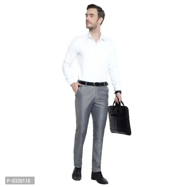 Classic Cotton Solid Formal Trousers For Men  - 28