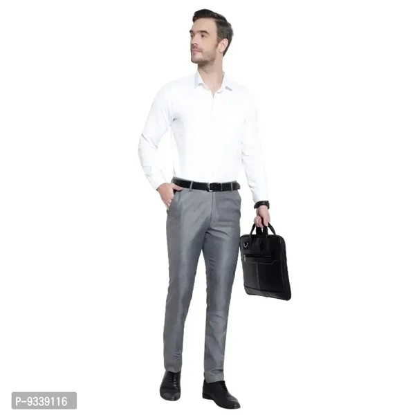 Classic Cotton Solid Formal Trousers For Men  - 32
