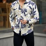 Stylish Lycra Floral Printed Long Sleeves Casual Shirts For Men - L