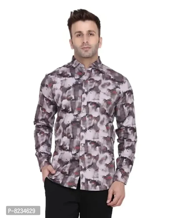 FEBIA Mens Cottonblend Floral Printed Fullsleeve Shirt - L