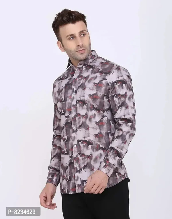 FEBIA Mens Cottonblend Floral Printed Fullsleeve Shirt - L