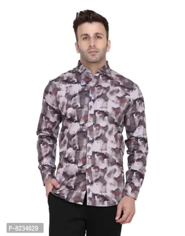 FEBIA Mens Cottonblend Floral Printed Fullsleeve Shirt - XL