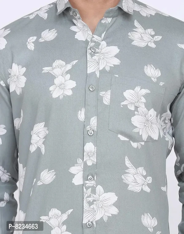 FEBIA Mens Cottonblend Floral Printed Fullsleeve Shirt - S