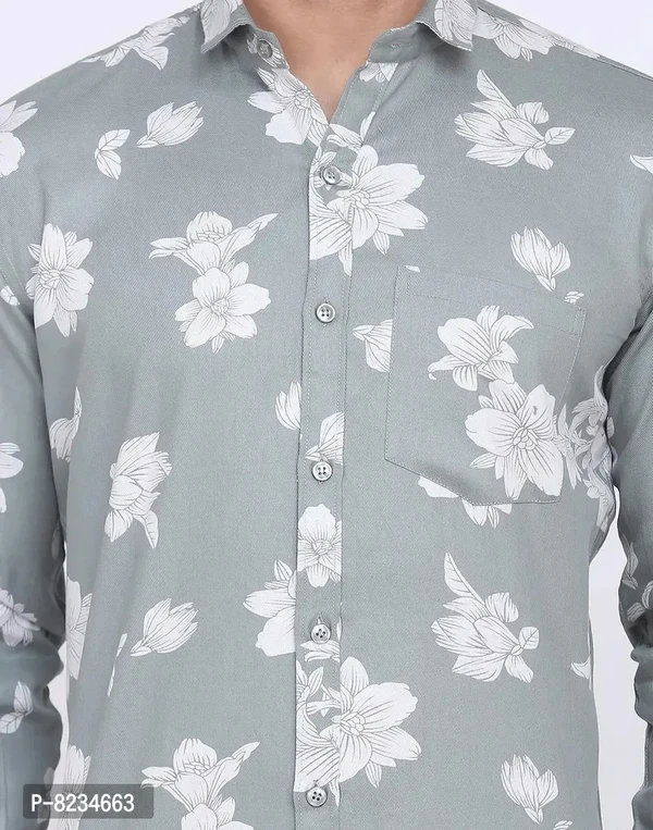 FEBIA Mens Cottonblend Floral Printed Fullsleeve Shirt - L