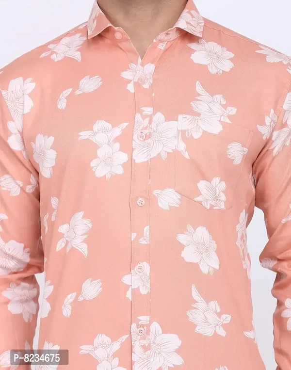FEBIA Mens Cottonblend Floral Printed Fullsleeve Shirt - M