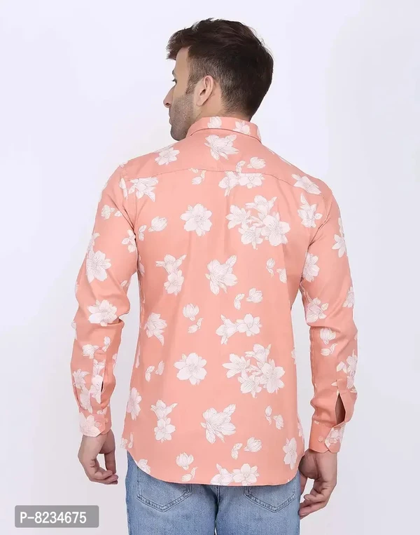 FEBIA Mens Cottonblend Floral Printed Fullsleeve Shirt - M