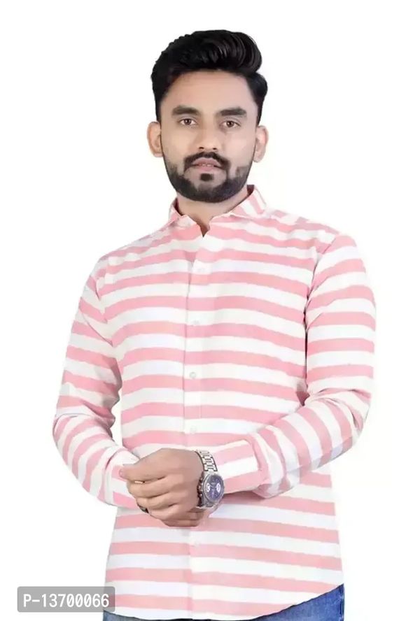 Reliable Pink Cotton Long Sleeves Casual Shirt For Men - M