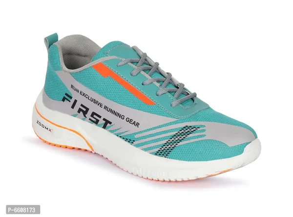 Elegant Turquoise Mesh Self Design Sports Running Shoes For Men  - EURO40