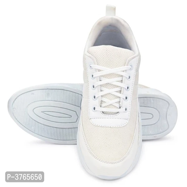 White Synthetic Sport Sneakers Shoes For Men's - UK6