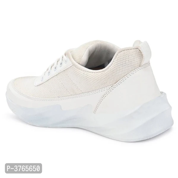 White Synthetic Sport Sneakers Shoes For Men's - UK6