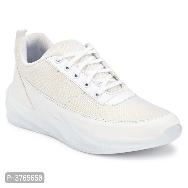 White Synthetic Sport Sneakers Shoes For Men's - UK6