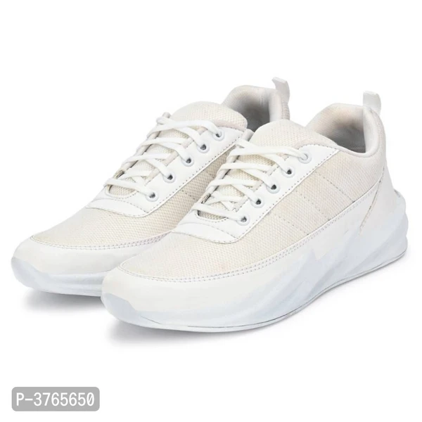 White Synthetic Sport Sneakers Shoes For Men's - UK6