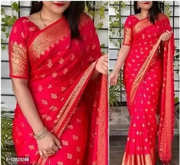 Stylish Cotton Silk Red Jacquard Saree