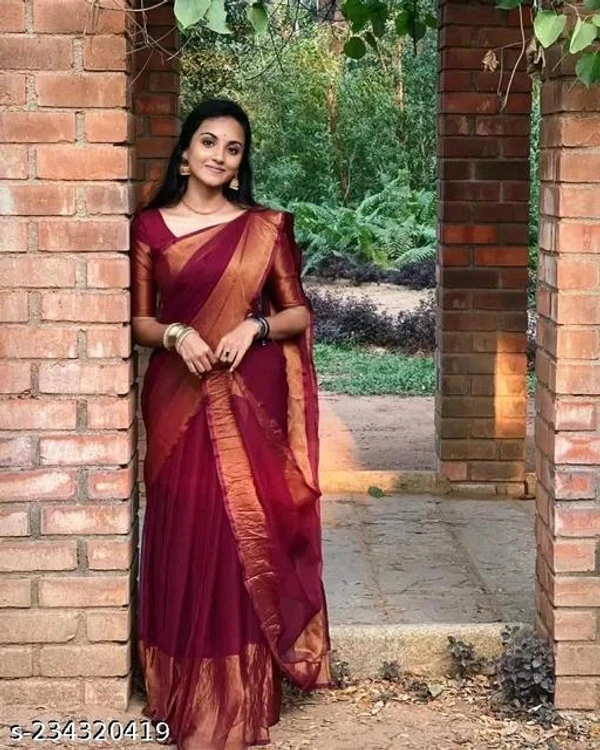 Golden Border Chiffon Saree