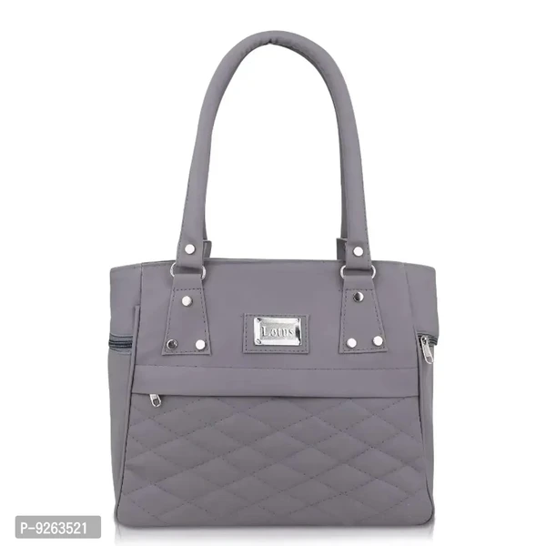 Grey Pu Self Pattern Handbags For Women 