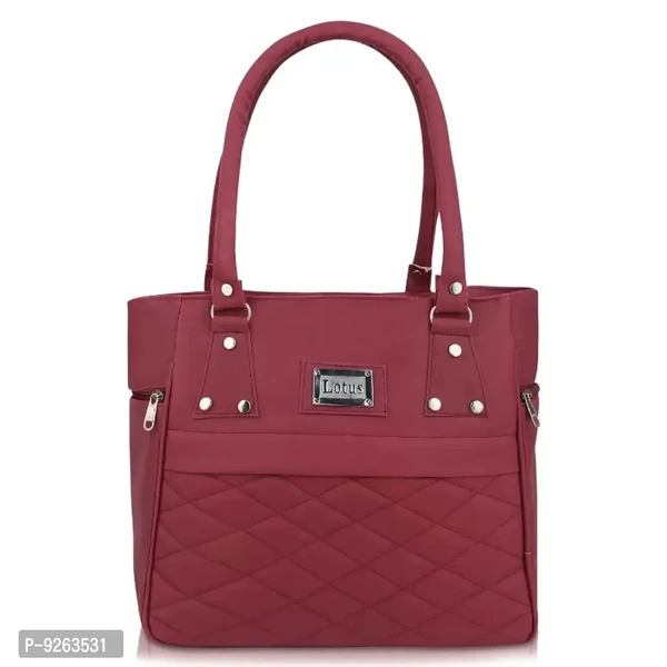 Maroon Pu Self Pattern Handbags 