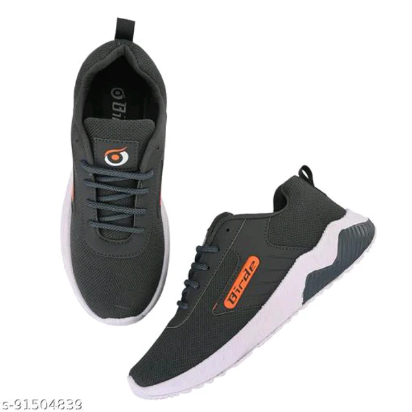 BRD-677 Grey Bolt Mesh Sports Shoes For Men - IND-6