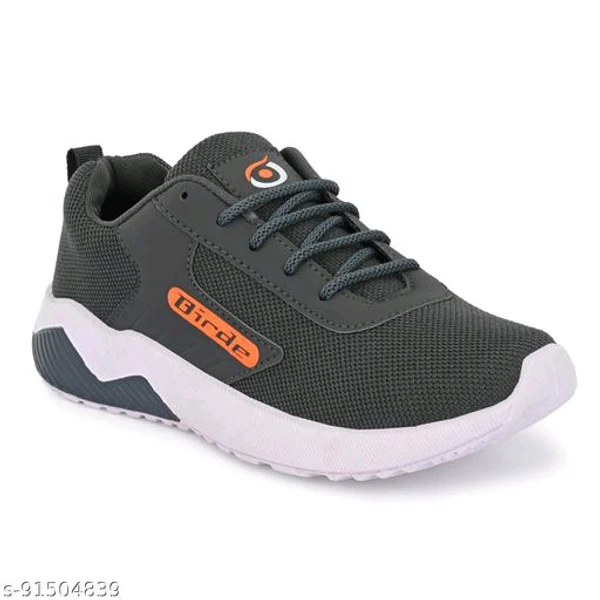 BRD-677 Grey Bolt Mesh Sports Shoes For Men - IND-8