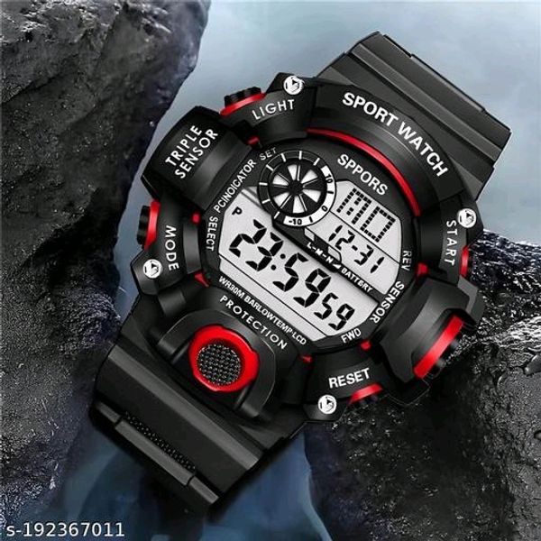 Red Multi Functional Automatic Multi Colored Army Strap Sports Watch 