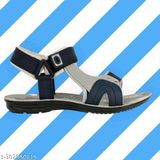 Genial Men's Grey Blue Synthetic Leather Casual Sandals  - IND-9