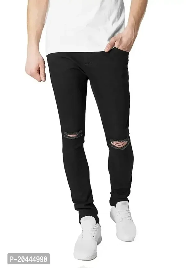 Men Slash Knee Strechable Jeans - 28