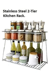 Stainless Steel 2 Layer Spice Rack For Kitchen