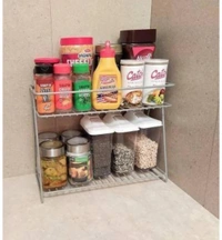Stainless Steel 2 Layer Spice Rack For Kitchen (Pack Of 2)