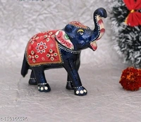 Decor Handcraft Elephants Decoration Set Of 3(Dark Blue)