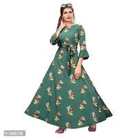 New Womens Fit Flare Athnic Gown (Green) - L