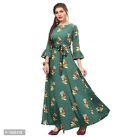 New Womens Fit Flare Athnic Gown (Green) - L